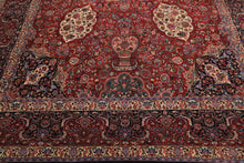 10x14 Red, Navy, Ivory Color Hand Knotted Pak Persian Wool & Silk Traditional Oriental Rug