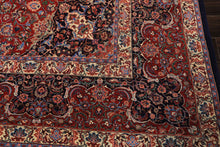 10x14 Red, Navy, Ivory Color Hand Knotted Pak Persian Wool & Silk Traditional Oriental Rug