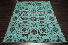 9x12 Turquoise, Dark Chocolate, Color Hand Knotted Oushak Wool Traditional Oriental Rug
