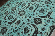 9x12 Turquoise, Dark Chocolate, Color Hand Knotted Oushak Wool Traditional Oriental Rug