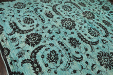 9x12 Turquoise, Dark Chocolate, Color Hand Knotted Oushak Wool Traditional Oriental Rug