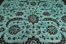 9x12 Turquoise, Dark Chocolate, Color Hand Knotted Oushak Wool Traditional Oriental Rug