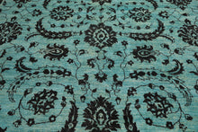 9x12 Turquoise, Dark Chocolate, Color Hand Knotted Oushak Wool Traditional Oriental Rug