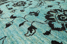 9x12 Turquoise, Dark Chocolate, Color Hand Knotted Oushak Wool Traditional Oriental Rug