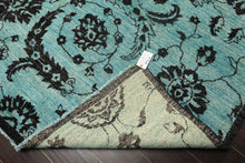 9x12 Turquoise, Dark Chocolate, Color Hand Knotted Oushak Wool Traditional Oriental Rug