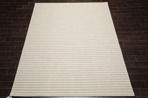 LoomBloom Multi Sizes Ivory Hand Woven Contemporary Striped 100% New Zealand Wool Oriental Area  Rug