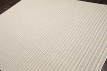 LoomBloom Multi Sizes Ivory Hand Woven Contemporary Striped 100% New Zealand Wool Oriental Area  Rug