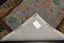 5x8 Slate, Gold, Black Color Hand Tufted Donegal Wool Traditional Oriental Rug