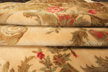 Palace Tan, Gold, Green Color Hand Knotted French Aubusson Savonnerie New Zealand Wool & Silk Traditional Oriental Rug