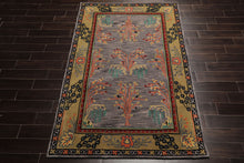5x8 Lavender, Gold, Black Color Hand Tufted Donegal Wool Traditional Oriental Rug