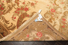 Palace Tan, Gold, Green Color Hand Knotted French Aubusson Savonnerie New Zealand Wool & Silk Traditional Oriental Rug