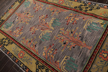 5x8 Lavender, Gold, Black Color Hand Tufted Donegal Wool Traditional Oriental Rug