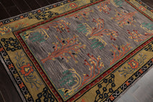 5x8 Lavender, Gold, Black Color Hand Tufted Donegal Wool Traditional Oriental Rug