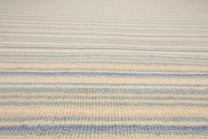 LoomBloom Multi Sizes Ivory Hand Woven Contemporary Striped 100% New Zealand Wool Oriental Area  Rug