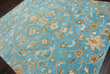 LoomBloom 7'8"x10' Aqua Hand Tufted Transitional Floral 100% Wool Oriental Area Rug