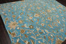 LoomBloom 7'8"x10' Aqua Hand Tufted Transitional Floral 100% Wool Oriental Area Rug