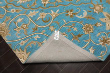 LoomBloom 7'8"x10' Aqua Hand Tufted Transitional Floral 100% Wool Oriental Area Rug