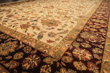 12x18 Beige, Maroon, Sage Color Hand Knotted Agra Wool Traditional Oriental Rug