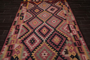 6'2"x12' Rose Vintage Hand Woven 100% Wool Southwestern Turkish Kilim Oriental Area Rug - Oriental Rug Of Houston