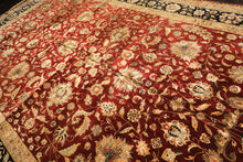 Palace Maroon, Black, Taupe Color Hand Knotted Agra New Zealand Wool & Silk Traditional Oriental Rug
