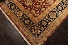 Palace Maroon, Black, Taupe Color Hand Knotted Agra New Zealand Wool & Silk Traditional Oriental Rug