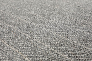 LoomBloom Multi Size Ash Gray Hand Tufted Contemporary Berber Herringbone 100% New Zealand Wool Oriental Area Rug