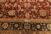 Palace Maroon, Black, Taupe Color Hand Knotted Agra New Zealand Wool & Silk Traditional Oriental Rug