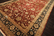 Palace Maroon, Black, Taupe Color Hand Knotted Agra New Zealand Wool & Silk Traditional Oriental Rug