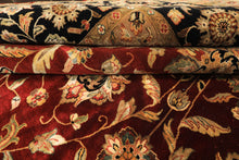 Palace Maroon, Black, Taupe Color Hand Knotted Agra New Zealand Wool & Silk Traditional Oriental Rug