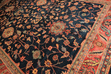 12x18 Navy, Rose, Turquoise Color Hand Knotted Indo Oushak Wool Traditional Oriental Rug