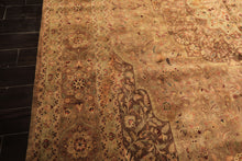 Palace Tan, Sage, Brown Color Hand Knotted Indo Persian Wool Transitional Oriental Rug
