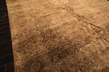 Palace Tan, Sage, Brown Color Hand Knotted Indo Persian Wool Transitional Oriental Rug