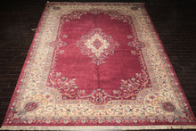 12x18 Plum, Ivory, Blue Color Hand Knotted Kerman Wool Traditional Oriental Rug
