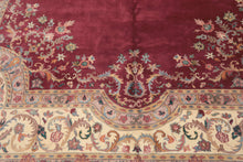 12x18 Plum, Ivory, Blue Color Hand Knotted Kerman Wool Traditional Oriental Rug