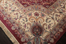 12x18 Plum, Ivory, Blue Color Hand Knotted Kerman Wool Traditional Oriental Rug
