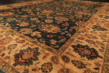 Palace Teal, Beige, Gold Color Hand Knotted Agra New Zealand Wool Traditional Oriental Rug