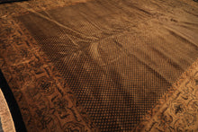 12x18 Black, Gold, Sage Color Hand Knotted Indo Persian New Zealand Wool Transitional Oriental Rug