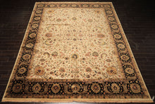 Palace Beige, Black, Maroon Color Hand Knotted Agra New Zealand Wool Traditional Oriental Rug