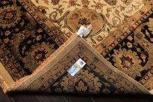 Palace Beige, Black, Maroon Color Hand Knotted Agra New Zealand Wool Traditional Oriental Rug