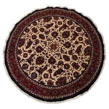5'1''x5'1" Ivory Hand Knotted Bidjar Round Traditional Botanical 250 KPSI Wool & Silk Oriental Area Rug