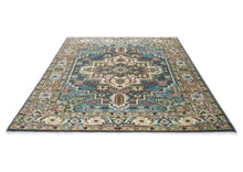 8x10 Blue, Ivory, Aqua Color Hand Knotted Oushak Wool Traditional Oriental Rug