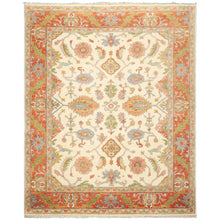 7'10''x9'11'' Hand Knotted Wool Ivory, Burnt Orange Oushak Traditional Rug