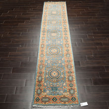 Runner Aqua, Burnt Orange, Lime Color Hand Knotted Oushak Wool Traditional Oriental Rug