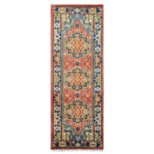 2'6''x8'1'' Runner Hand Knotted Wool Rose,Navy Oushak Traditional Rug