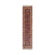 2'1''x10'  Runner Aubergine Hand-Knotted Traditional Thick Pile French Aubusson 100% Wool Oriental Area Rug