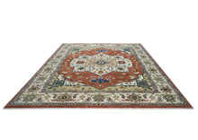 12x15 Burnt Orange, Ivory, Navy Color Hand Knotted Oushak Wool  Oriental Rug