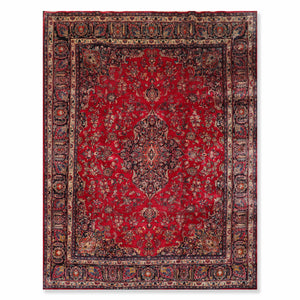 9x12 Red Hand Knotted Traditional Sarouk Wool Oriental Area Rug