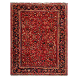 8'9"x11'2" Vintage Hand Knotted Wool Authentic Herizz geometric Floral Area Rug Rusty Red