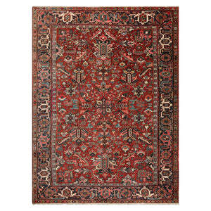 7'6"x 10'3" Hand knotted Antique Traditional Wool Oriental Area Rug Orangy Red