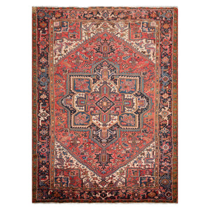 7'6" x 11'1" Early 20th century Antique Hand Knotted Wool Oriental Area Rug Apricot